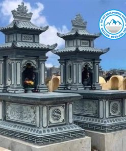 Mộ Đá 2 Mái Chất Liệu Đá Xanh Rêu